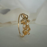 Asrai Garden Ring with Sleeping Petal Band, Hellebore, Narcissus Leaves, Diamond Dewdrops - Laurie Fleming Jewellery