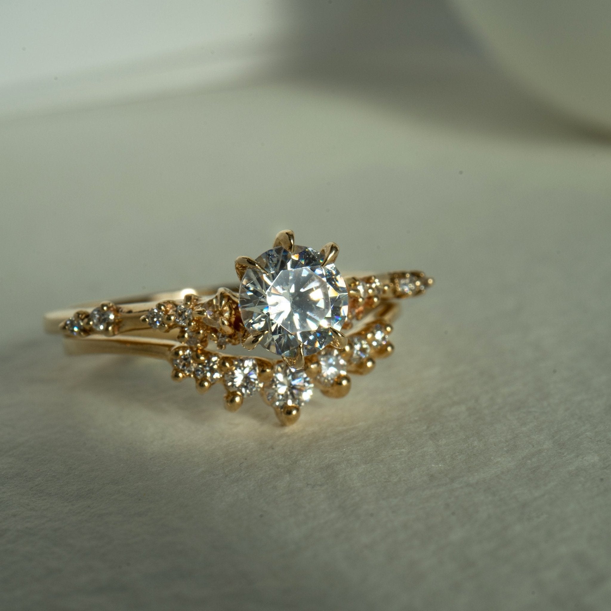 Brilliant Daphne Ring, Brilliant Diamond Beacen Contour Band - Laurie Fleming Jewellery