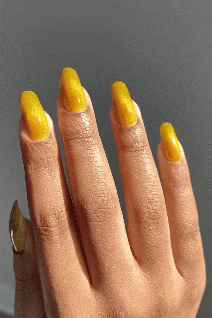 Cirque Colors Limited Edition Sparkling Yuzu lemon yellow magnetic holographic nail polish - Laurie Fleming Jewellery
