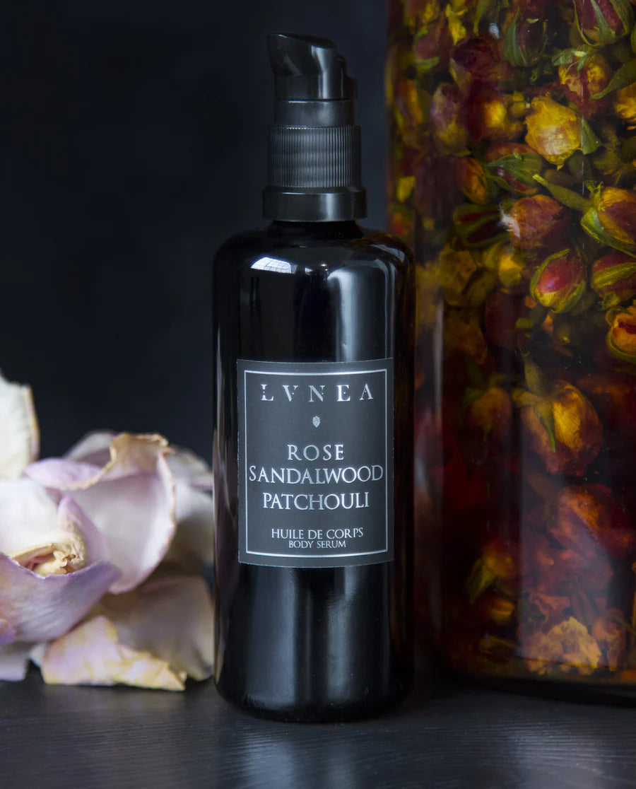 Lvnea Rose Sandalwood Patchouli Floral Body Serum - Laurie Fleming Jewellery
