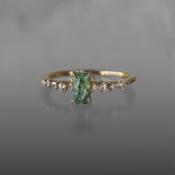 Leaf Green Rectangular Radiant Sapphire Nereid Ring