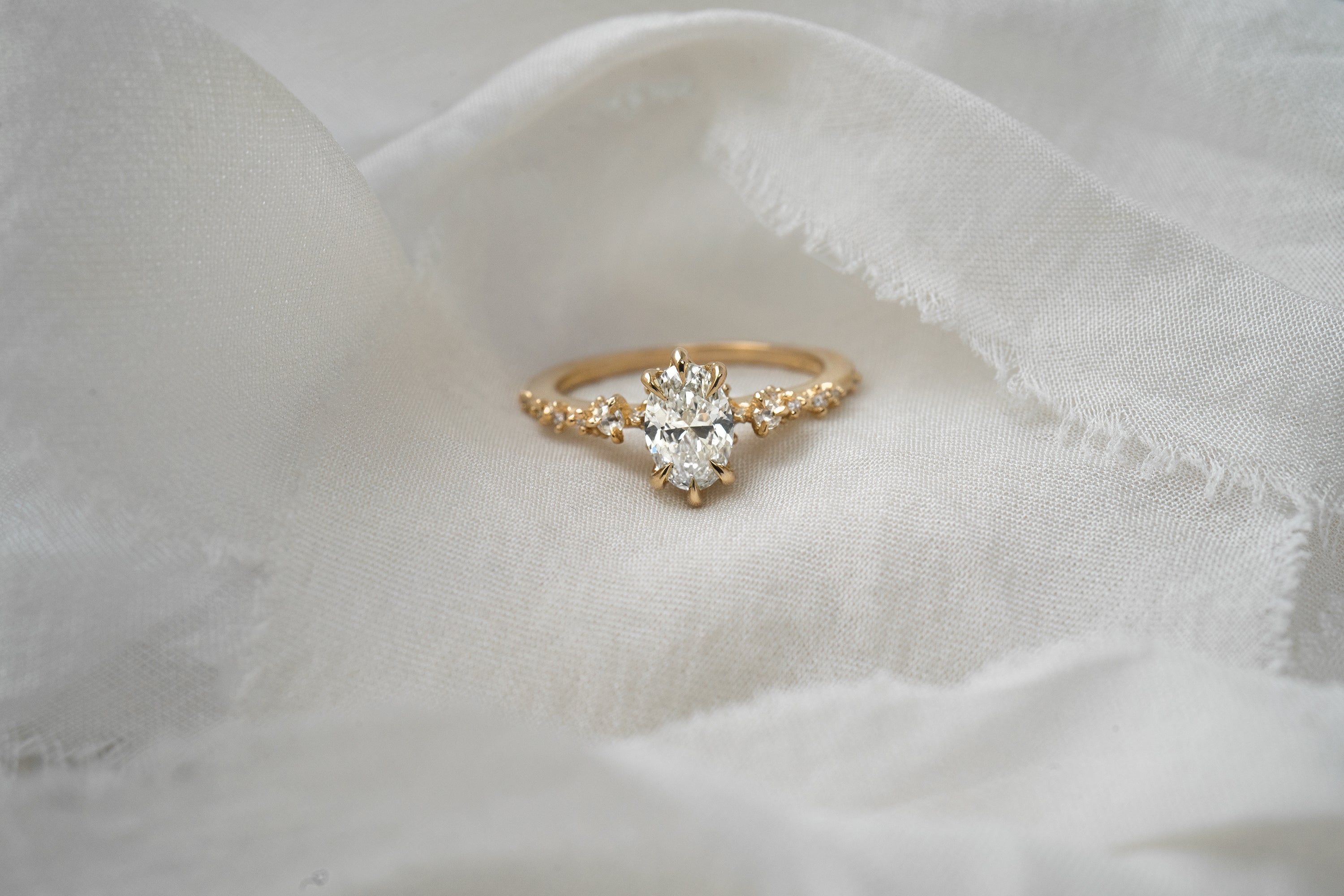 Bespoke Custom Nereid Ring with Oval Cut Diamond Engagement Ring - Laurie Fleming Jewellery