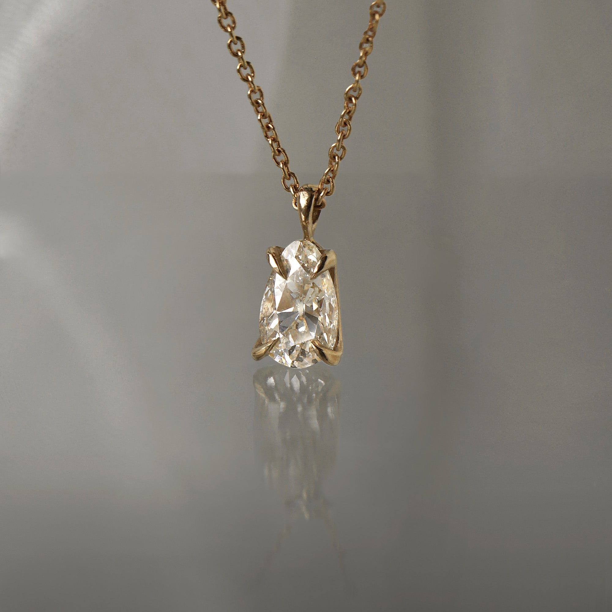 Antique Champagne Pear Cut Diamond Adjustable Heirloom Necklace