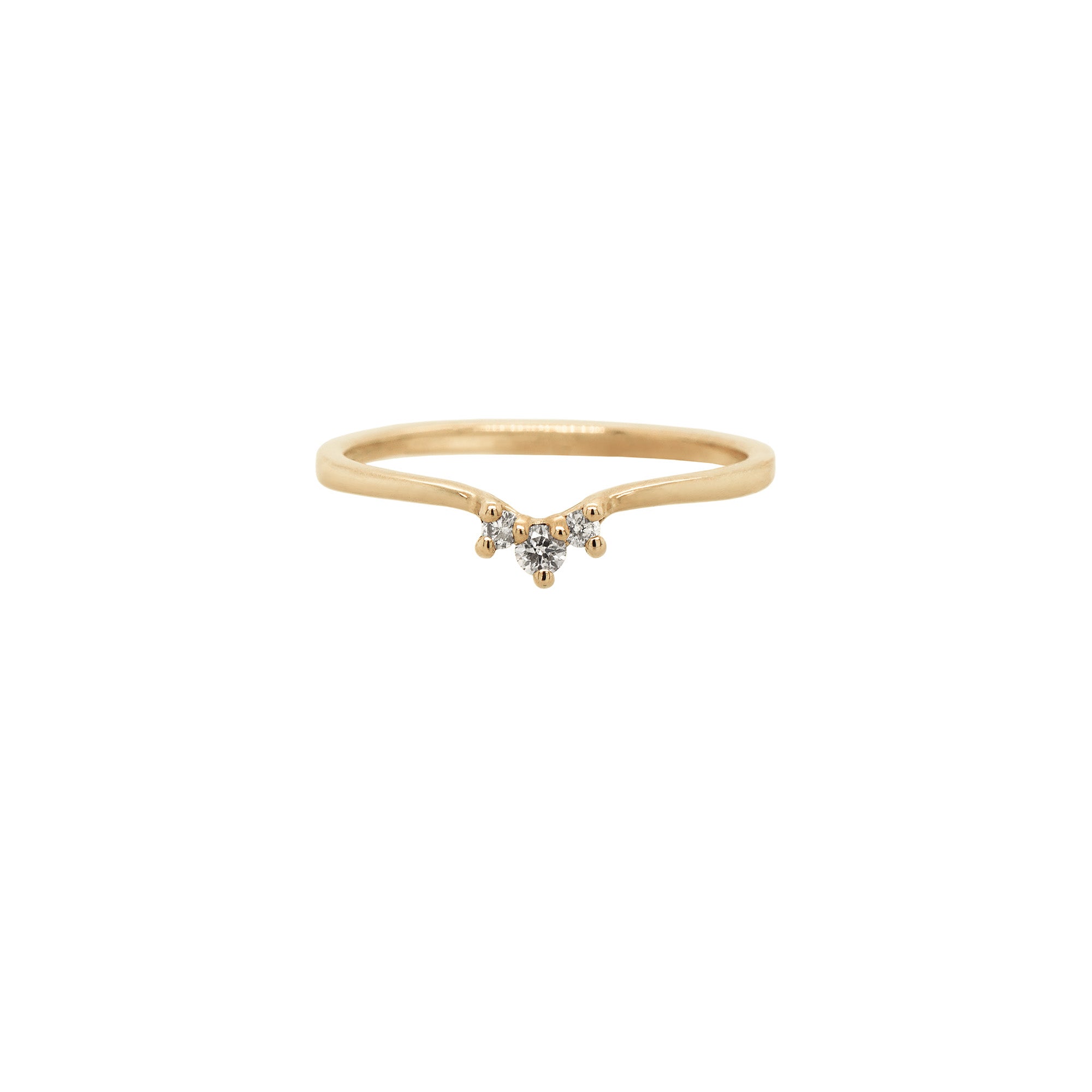 Delicate Brilliant Diamond Aika Stacking Ring/Contour Wedding Band