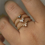 Salt and Pepper Diamond Pear Aika Ring, Brilliant Pear Diamond Aika Ring, Rose Cut Pear Diamond Aika Ring - Laurie Fleming Jewellery