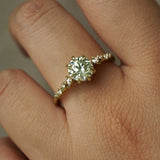 1ct Light Green-Yellow Diamond Nereid Ring