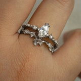 White Gold Nereid Marquise Cut Engagement Ring, Diamond Evening Fleur Ring - Laurie Fleming Jewellery