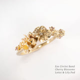 Asrai Garden Ring with Eos Band, Cherry Blossoms, Lotus and Lily Pad - Laurie Fleming Jewellery