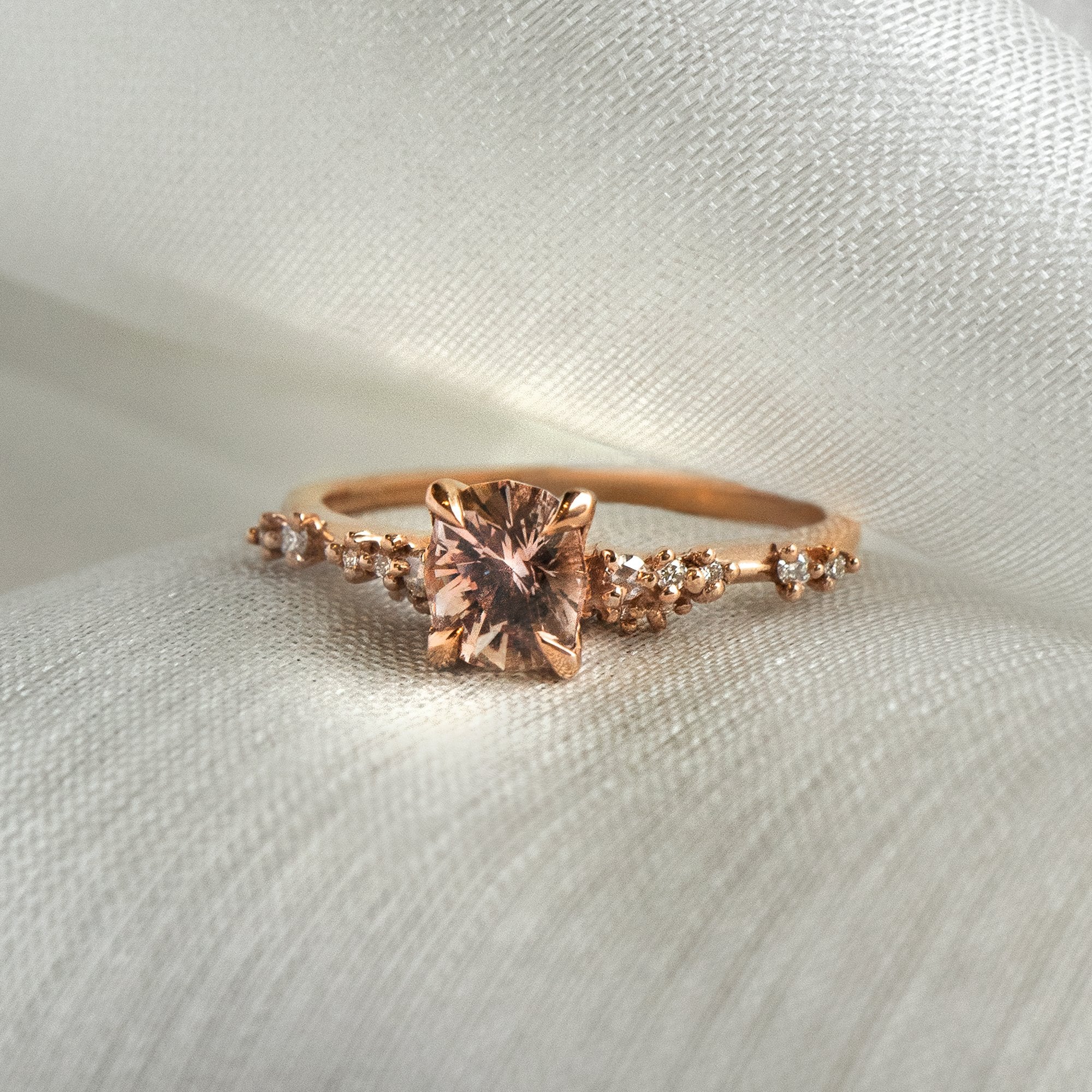 Peach Sapphire Daphne Ring - Laurie Fleming Jewellery