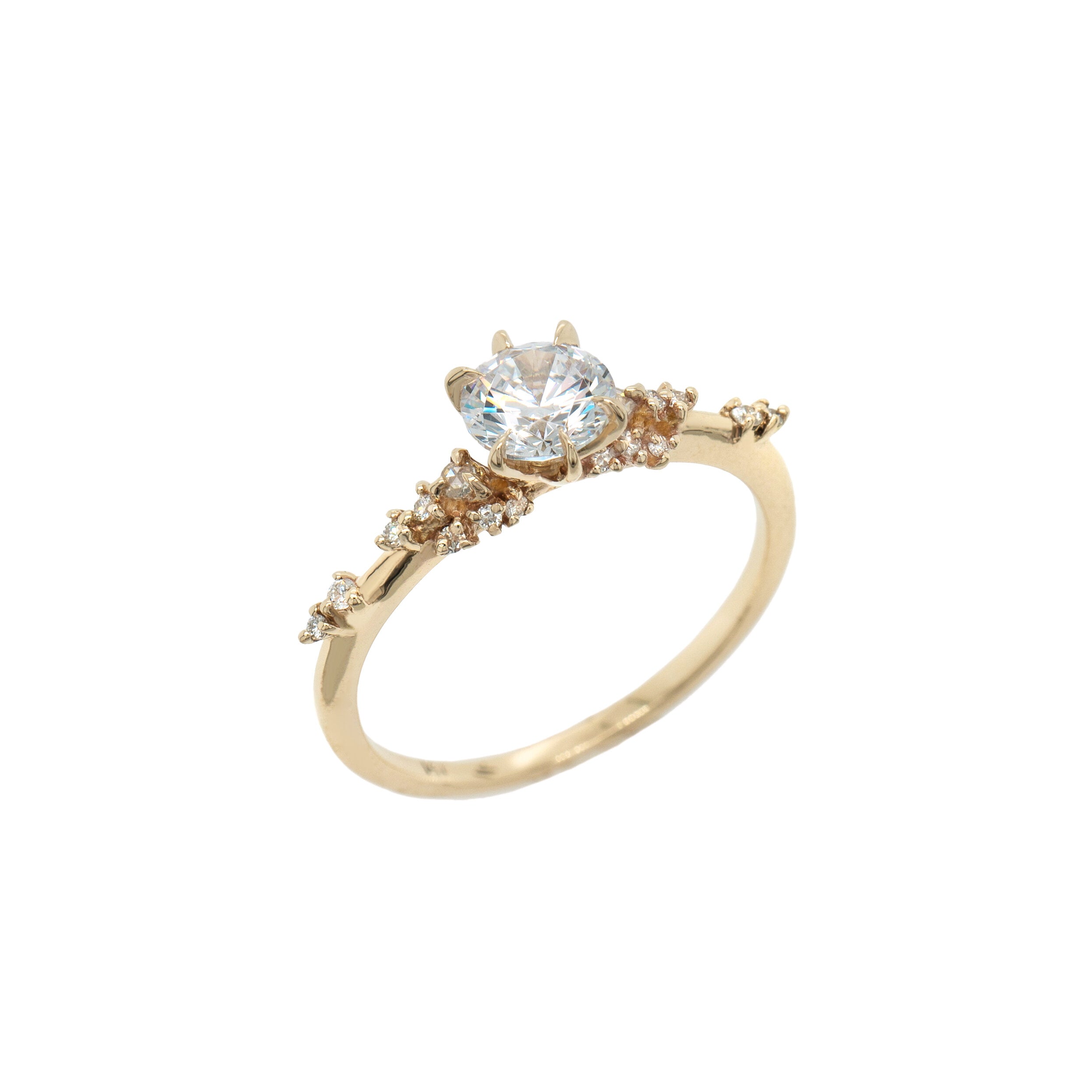 Ethereal, Magical Brilliant Daphne Hand-carved Diamond Engagement