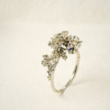 Asrai Garden Ring with a Sleeping Petal Band, Orchid, Iris, Peonies - Laurie Fleming Jewellery