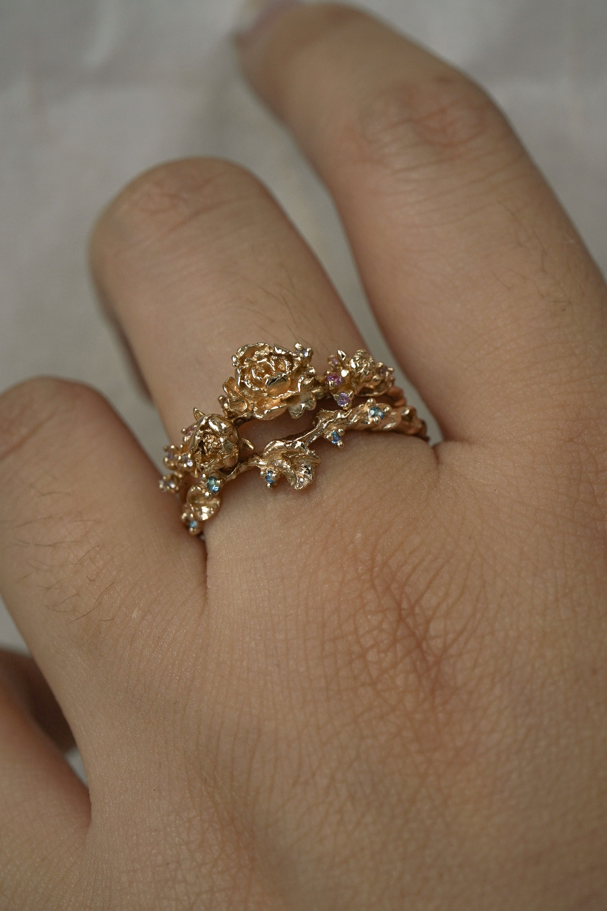 Asrai Garden Ring, Sapphire Evening Fleur Band - Laurie Fleming Jewellery