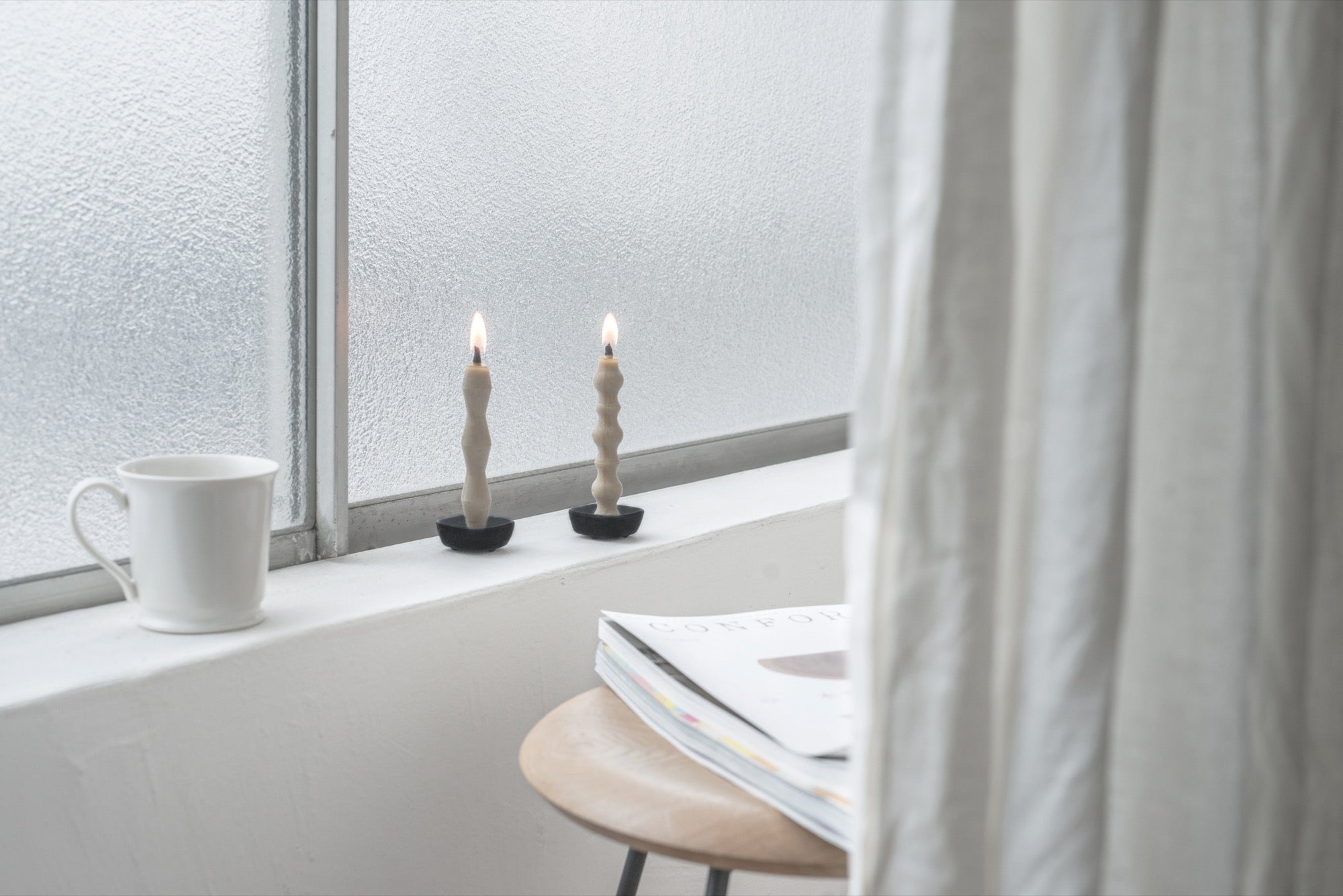 Nanao Candles with Medium Koma Iron Candle Stands by Takazawa Candle