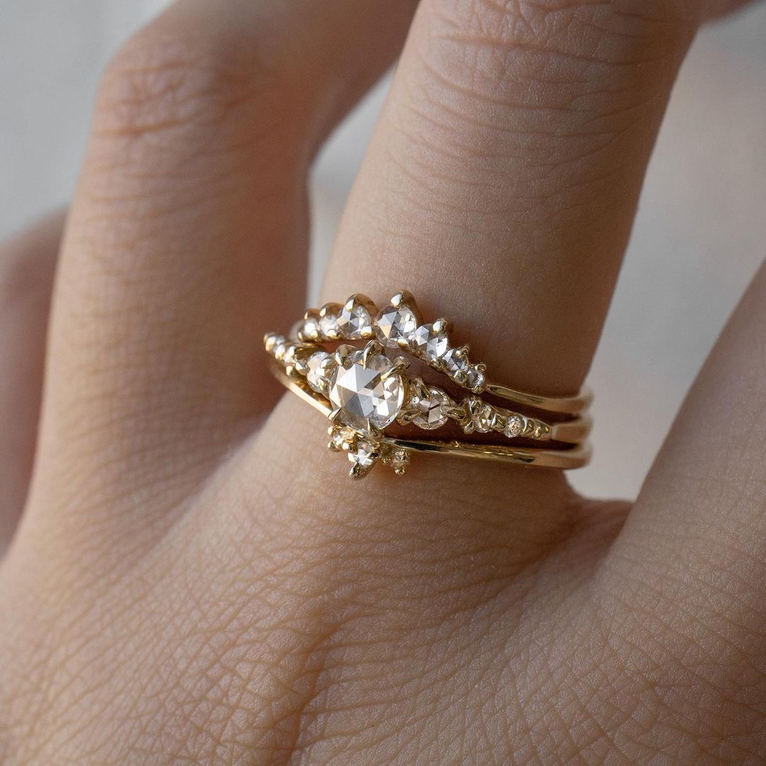 Rose Cut Diamond Beacen Ring, Cyndra Supreme Ring, Dewdrop Band - Laurie Fleming Jewellery