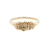 Blue-Green Sapphire Old Garden Rose Signet Ring