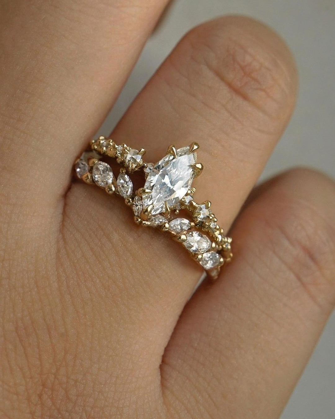 Nereid engagement ring, White Silk Jasmine Diamond Wedding Band - Laurie Fleming Jewellery