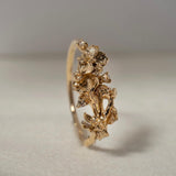 Asrai Garden Ring with Sleeping Petal Band, Hellebore, Calla Lily, Diamond Dewdrops, Buttercups - Laurie Fleming Jewellery