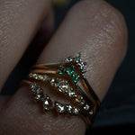 Atalanta Ring, Emerald Aika, Cyndra ring, Rose Cut Diamond Beacen - Laurie Fleming Jewellery