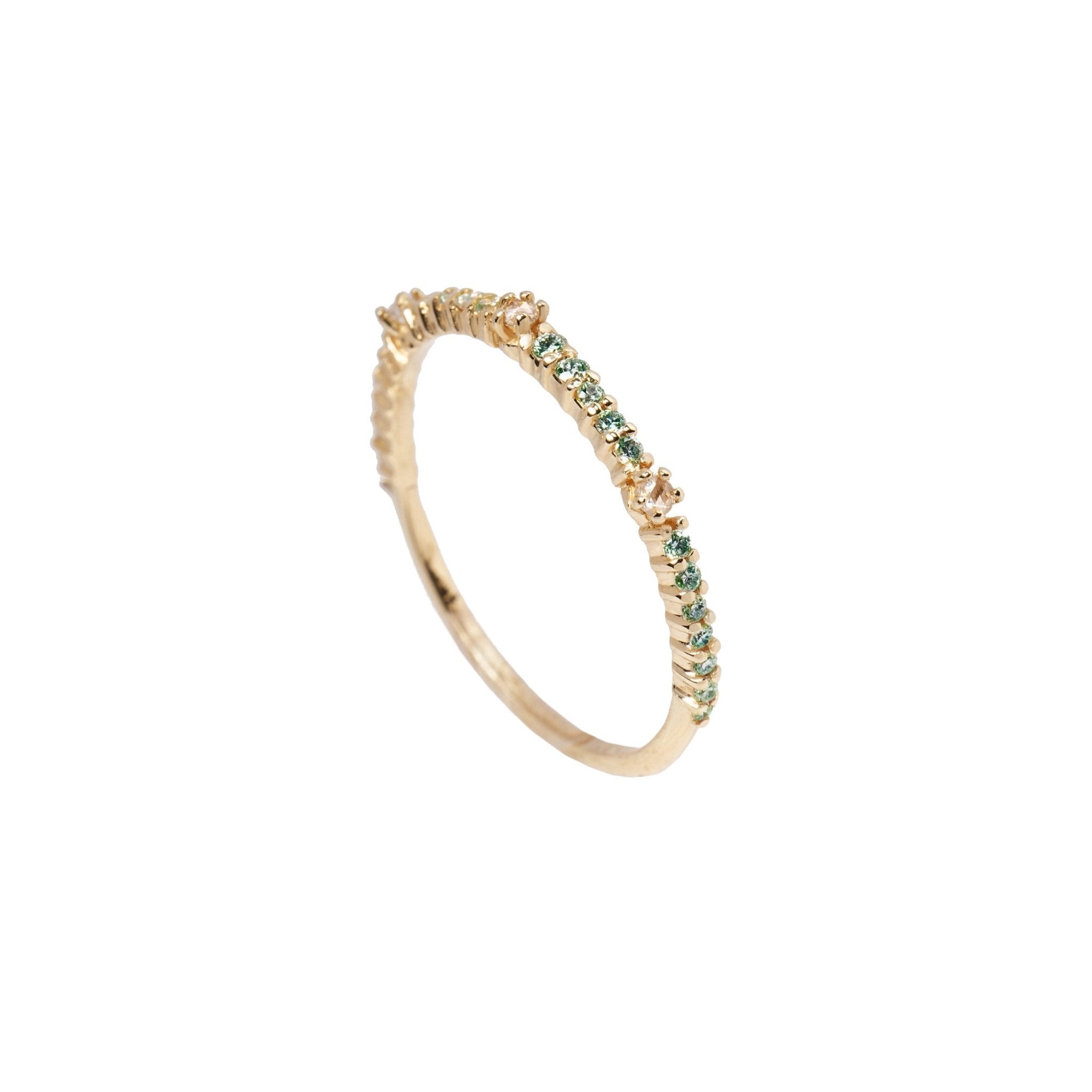 Blue Green Teal Sapphire Aisling Circlet Diamond Band Ring | Laurie Fleming Jewellery