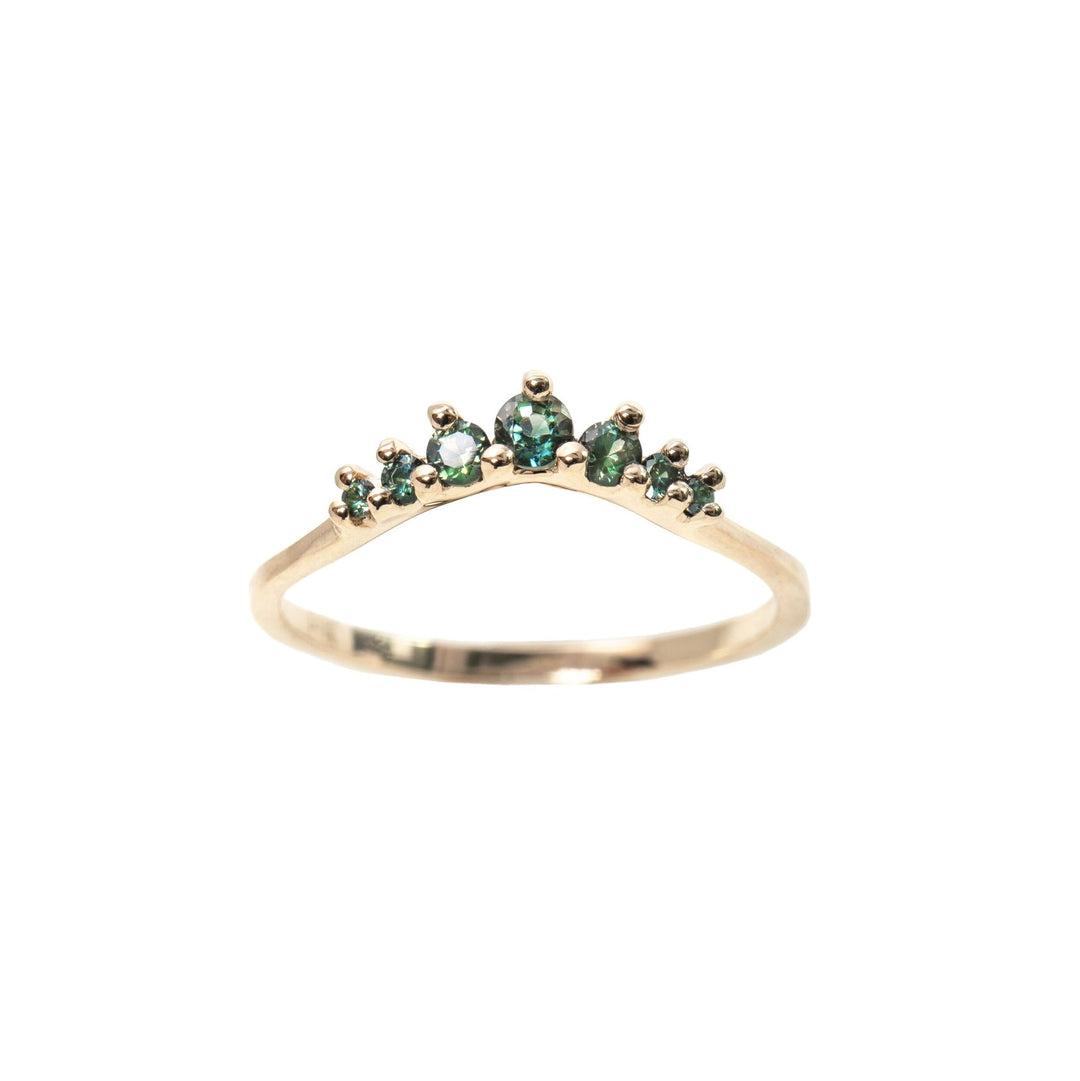 Lush Teal Sapphire Curved Beacen Stacking Ring or Wedding Band – Laurie ...