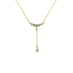 Blue-Green Teal Sapphire Lune Drop Lariat necklace - Laurie Fleming Jewellery