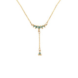 Blue-Green Teal Sapphire Lune Drop Lariat necklace - Laurie Fleming Jewellery