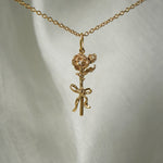 An Asrai Garden Floral Bouquet Pendant with a Ribbon and Roses - Laurie Fleming Jewellery