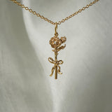 An Asrai Garden Floral Bouquet Pendant with a Ribbon and Roses - Laurie Fleming Jewellery