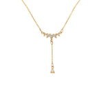 Brilliant Cut Diamond Lune Drop Lariat Necklace - Laurie Fleming Jewellery