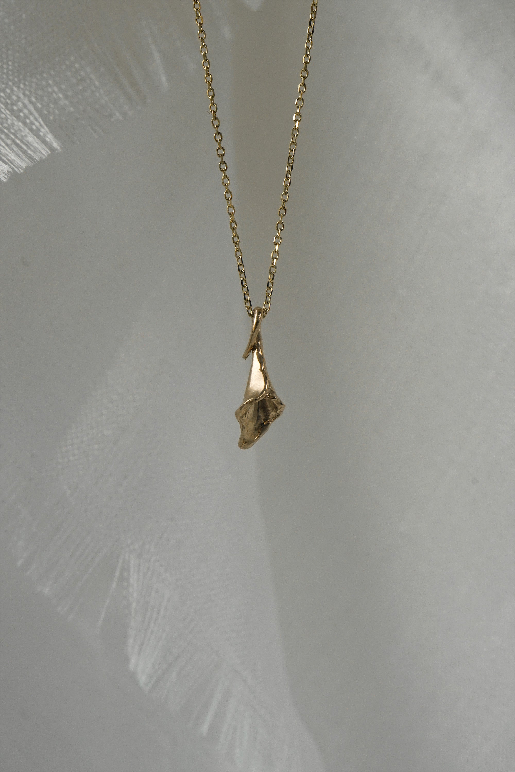 calla lily flower jewelry Elegant and Sculptural Hand-Carved Calla Lily Flower Pendant Necklace 14k yellow gold
