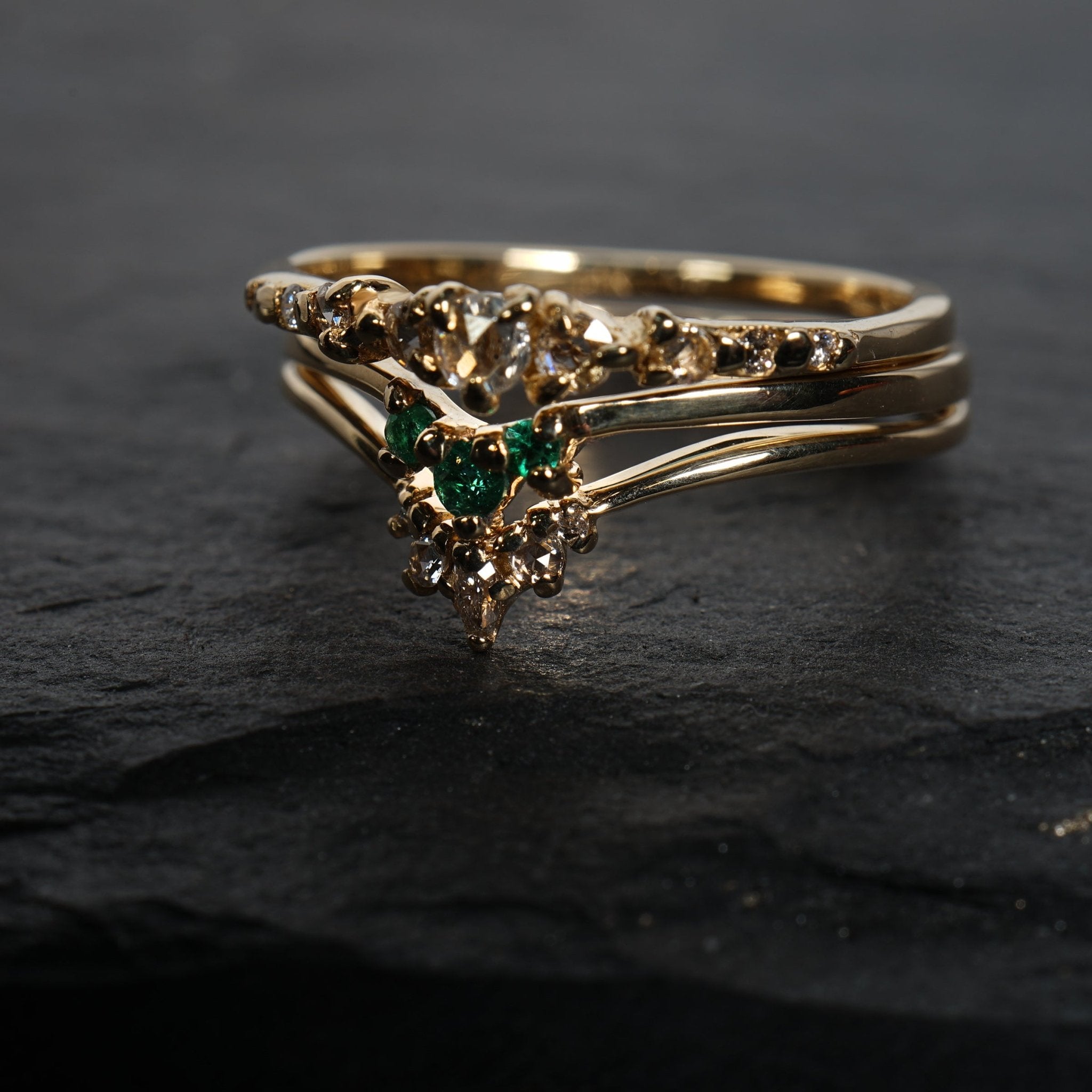 Cyndra Ring, Emerald Aika Ring, Atalanta Ring - Laurie Fleming Jewellery