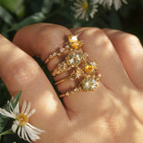 Yellow Cushion Starbrite Sapphire White Wisp Ring