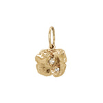 Solid gold lily pad with brilliant and rose cut diamond dew charm - Laurie Fleming Jewellery