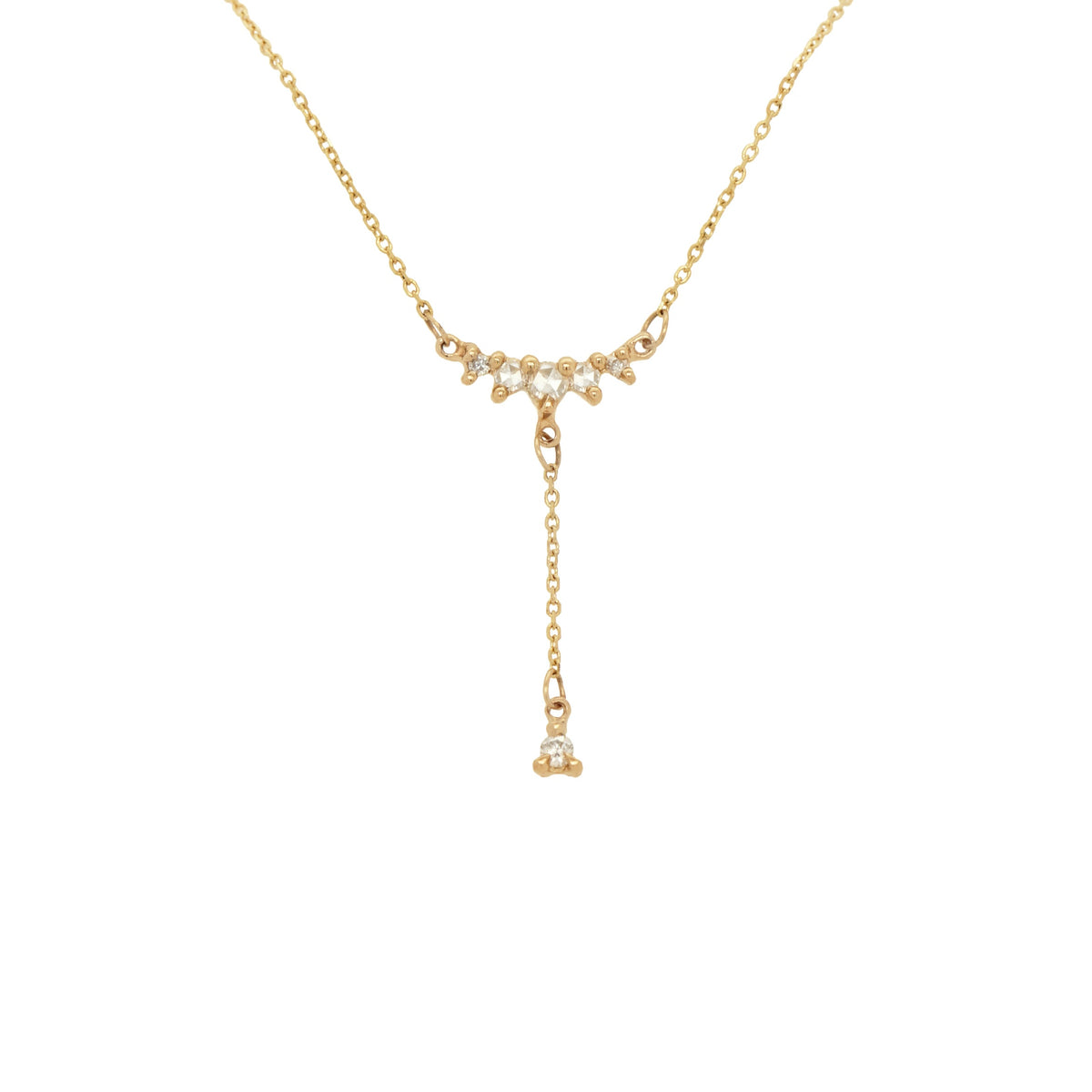 Delicate and Glistening Diamond Lune Drop Lariat Choker Necklace 