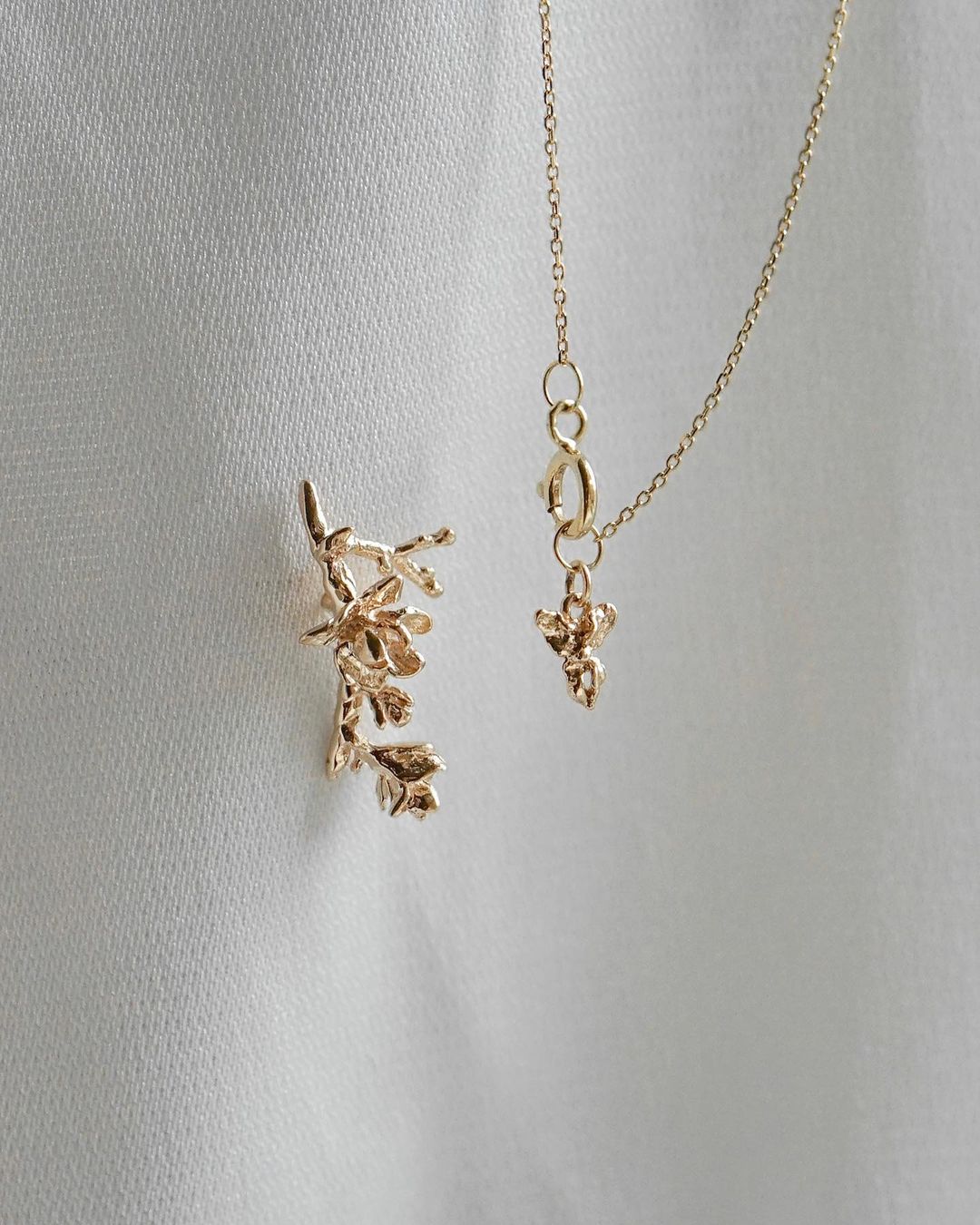 Magnolia Branch Earring, Hidden Fairy Necklace - Laurie Fleming Jewellery