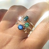 Rich Silky Teal Emerald Cut Sapphire Ilona Ring