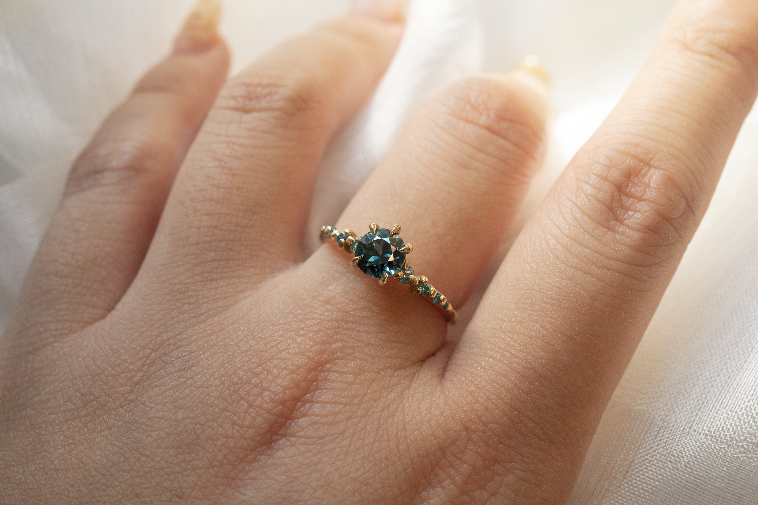 Dark Teal Sapphire Cyndra Ring, Supreme - Laurie Fleming Jewellery