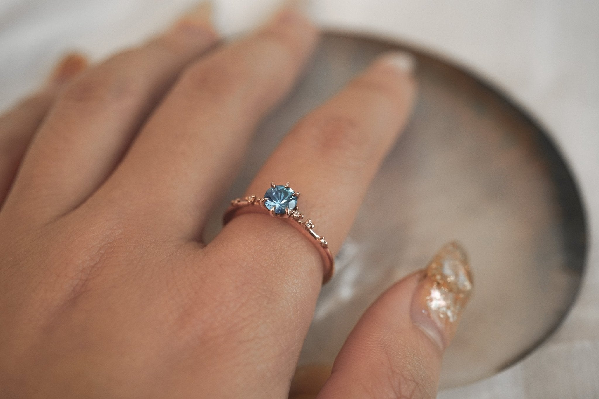 Blue Sapphire Water Lily Ring - Laurie Fleming Jewellery