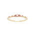 Laurie Fleming Jewellery's "Pink Sapphire Gradient Water Lily Ring," a delicate solid gold stacking ring with pink gradient sapphires scattered along the band. The ring is on a white background.