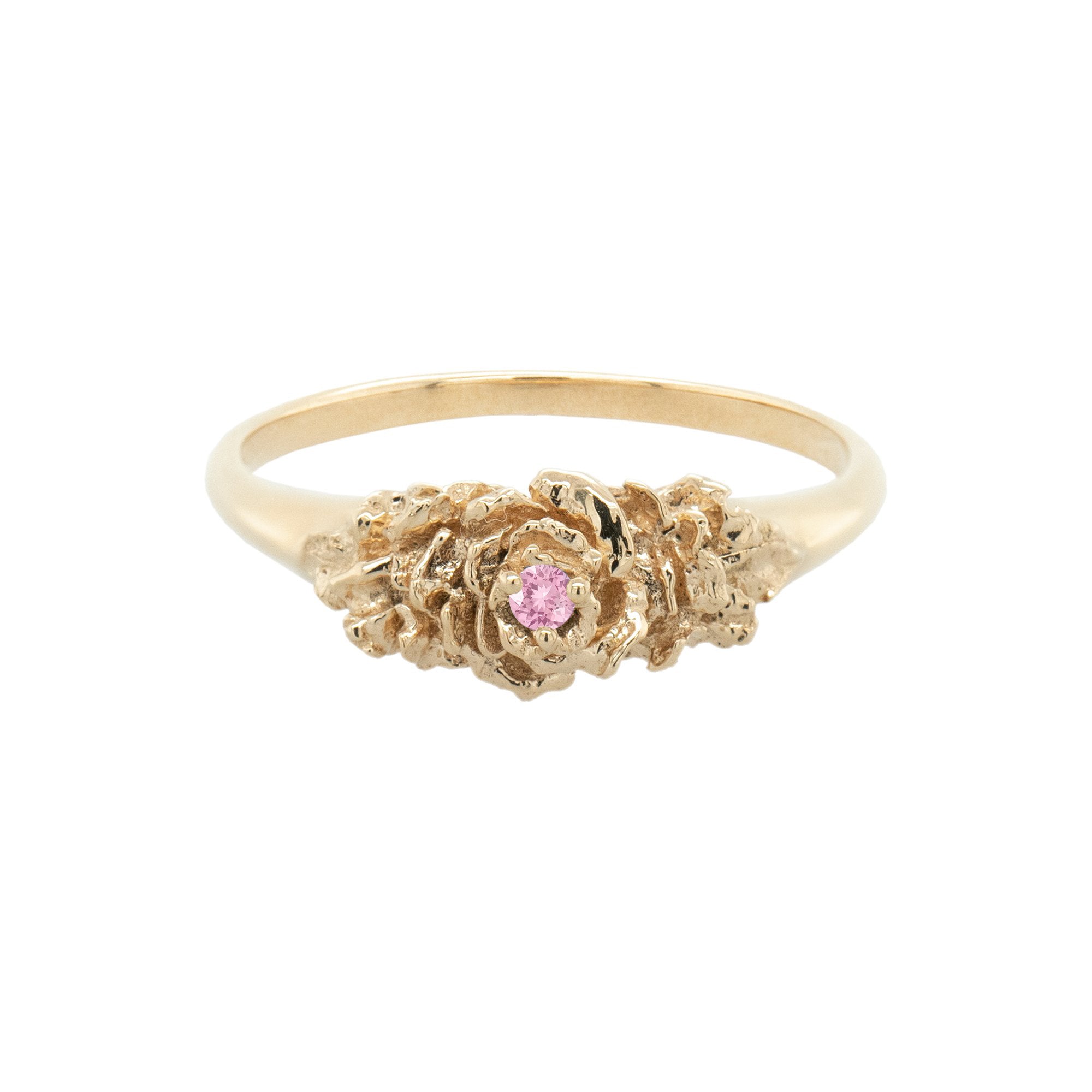 Pink Sapphire Old Garden Rose Signet Ring - Laurie Fleming Jewellery