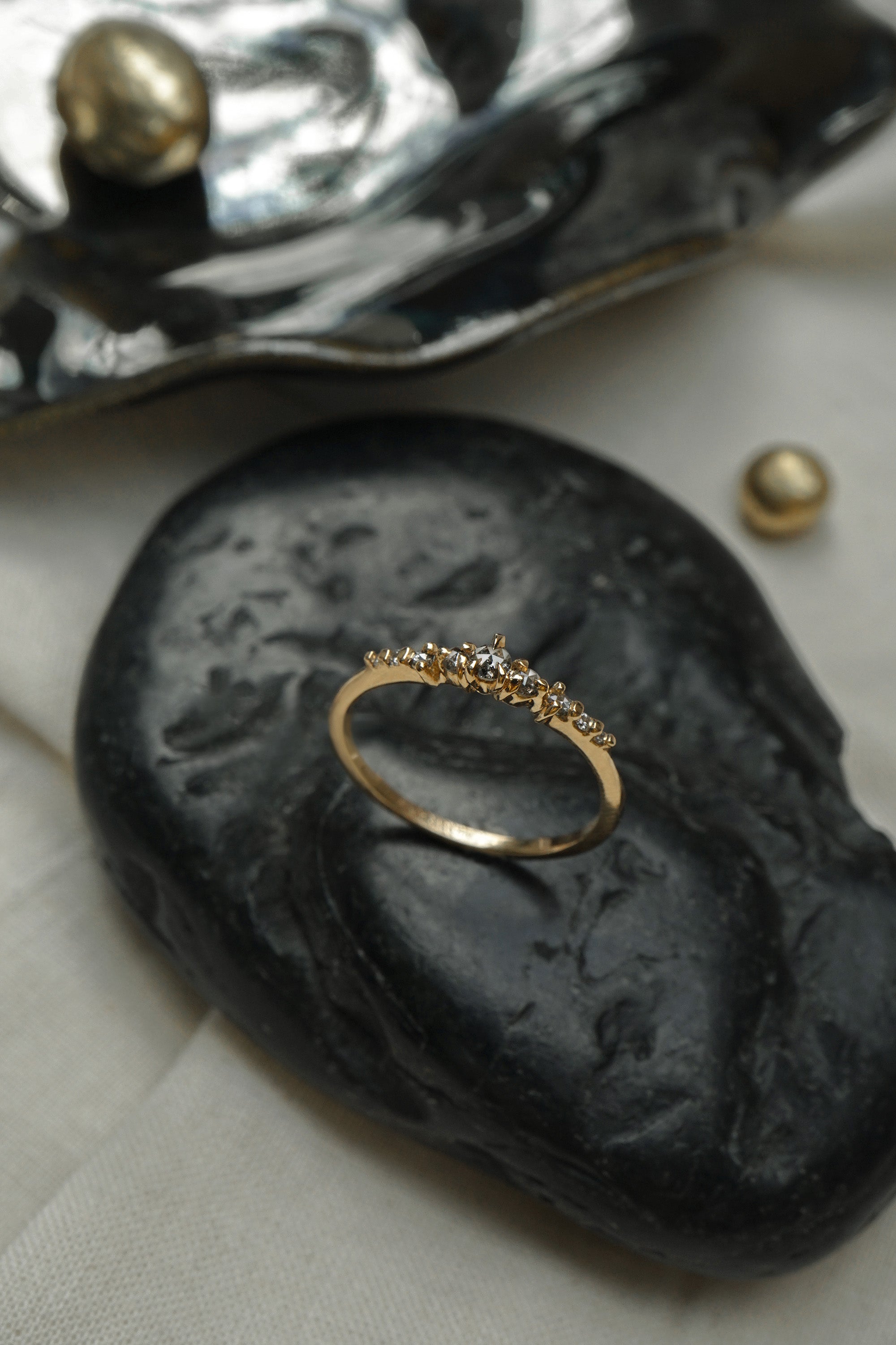 Salt and Pepper Cyndra Ring - Laurie Fleming Jewellery