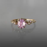 Opalescent Pink Sapphire Cherry Blossom Water Lily Ring