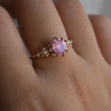 Opalescent Pink Sapphire Cherry Blossom Water Lily Ring