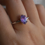 Opalescent Purple Sapphire Solitaire Ring