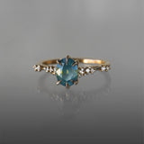 Opalescent Teal Sapphire Daphne Ring