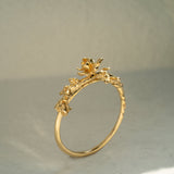 Asrai Garden Ring with Sleeping Petal Band, Magnolia Branch - Laurie Fleming Jewellery