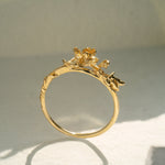 Asrai Garden Ring with Sleeping Petal Band, Magnolia Branch - Laurie Fleming Jewellery