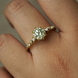 1ct Light Green-Yellow Diamond Nereid Ring