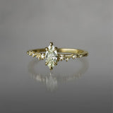 Marquise Cut Green Diamond White Wisp Ring