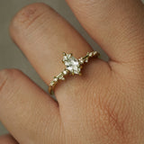 Marquise Cut Green Diamond White Wisp Ring